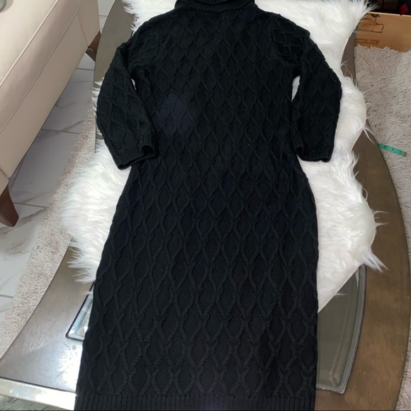 Shawl Collar black Knit Sweater Dress. Size M - Picture 3 of 11